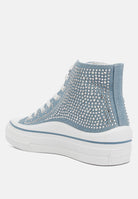 London Rag International high top Sneakers with Studded Design in blue and white for trendy casual wear