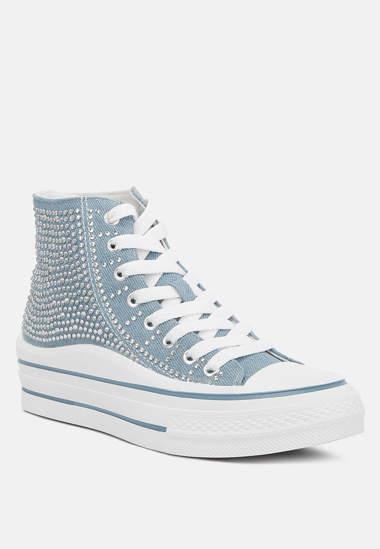 London Rag International blue high top Sneakers with Studded Design for trendy casual wear