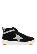 Women's black high top star sneakers with stylish glitter detail