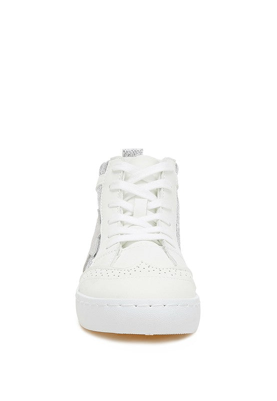 Women's white high top star sneakers, stylish and comfortable for everyday wear