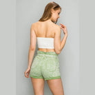 LITZ LA women's high waist belted shorts in light green with a relaxed fit and back pockets