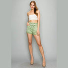 LITZ LA high waist belted shorts in green with a stylish design for a trendy summer look