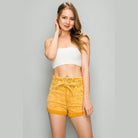 LITZ LA high waist belted shorts in vibrant yellow with a stylish design for summer fashion