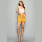 LITZ LA high waist belted shorts in vibrant yellow with a stylish and comfortable design