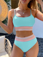 Women's aqua high waist bikini for women, perfect for beach outings