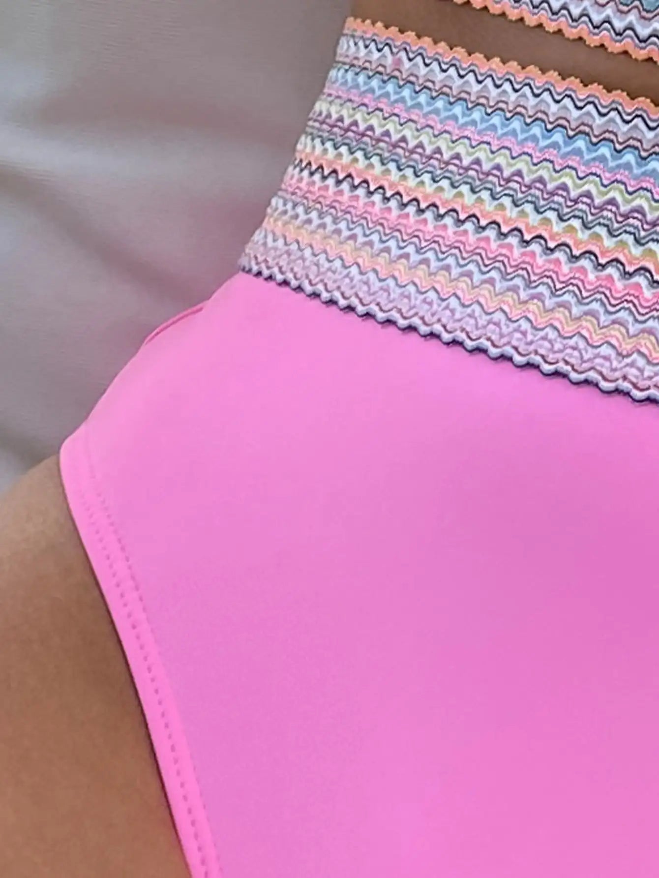 High waist bikini for women in pink, perfect for beach outings