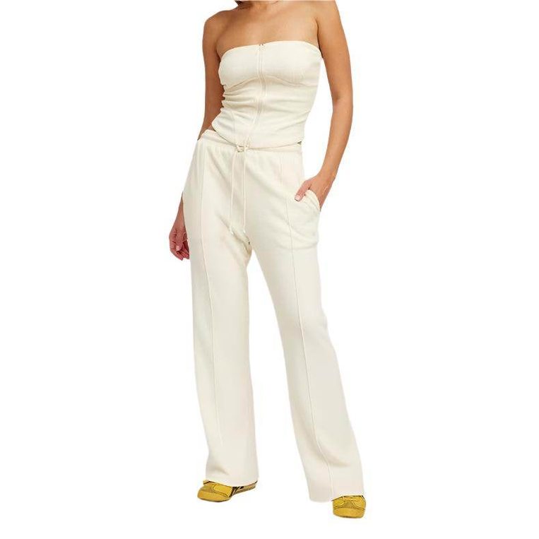 High Waist Pants With Drawstrings - VacationGrabs