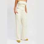 High Waist Pants With Drawstrings - VacationGrabs