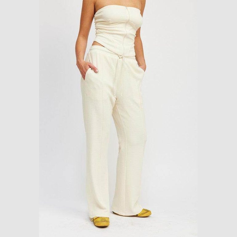 High Waist Pants With Drawstrings - VacationGrabs