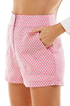 Women's Shorts High Waist Pattern Shorts Black Hot Pink