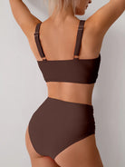 Women's brown high waist push up bikini set for beach days