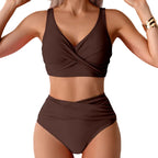Brown high waist push up bikini set for beach and pool days