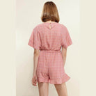 Pleione high waist summer shorts in pink check pattern, perfect for casual and stylish summer outings