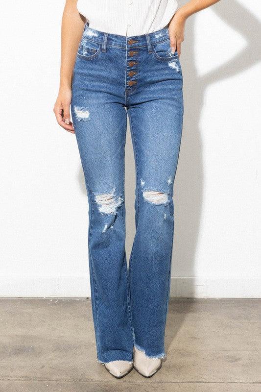 Women's Jeans High Waisted Distressed Bootcut