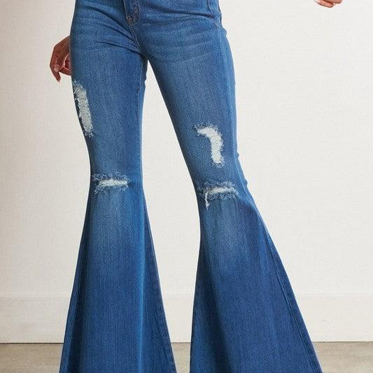 Women's Jeans High Waisted Distressed Flare
