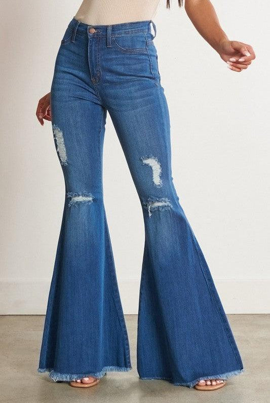Women's Jeans High Waisted Distressed Flare