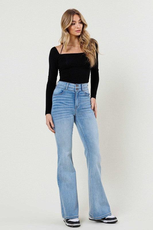 High Waisted Flare Jean in Light Stone – VacationGrabs