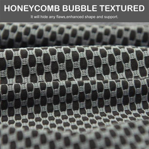 Close-up of honeycomb bubble textured fabric for high waisted gym leggings from VacationGrabs