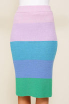  High-Waisted Midi Sweater Multicolor Skirt