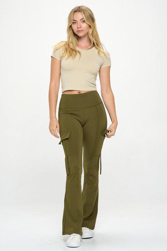 High Waisted Pocket Cargo Flare Casual Leggings – VacationGrabs