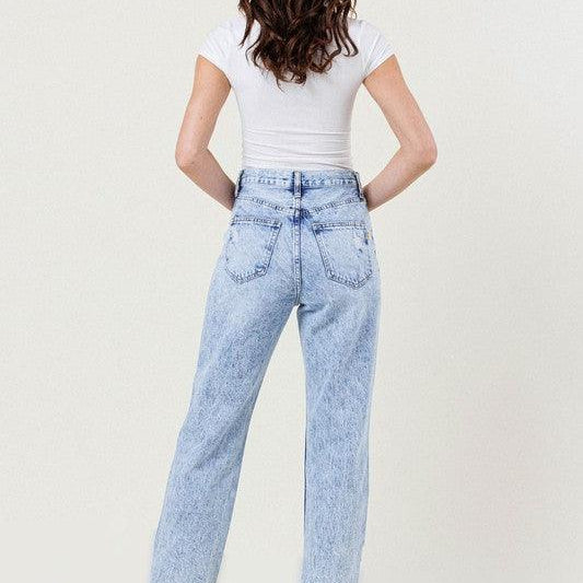 Women's Jeans High Waisted Straight Leg In Vintage Acid Wash
