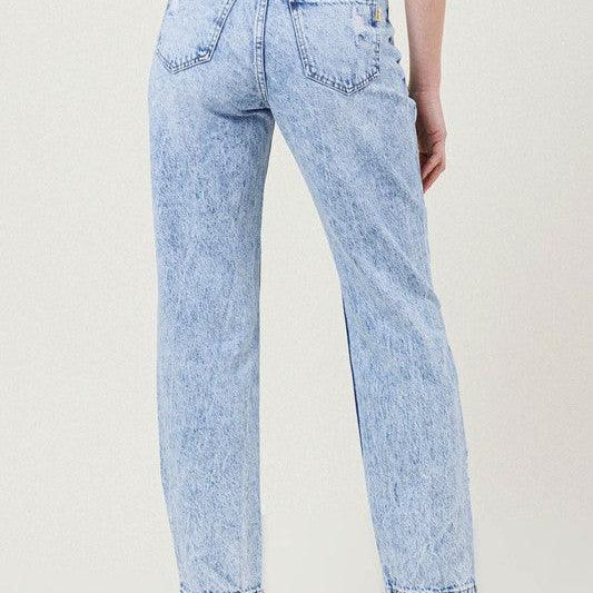 Women's Jeans High Waisted Straight Leg In Vintage Acid Wash