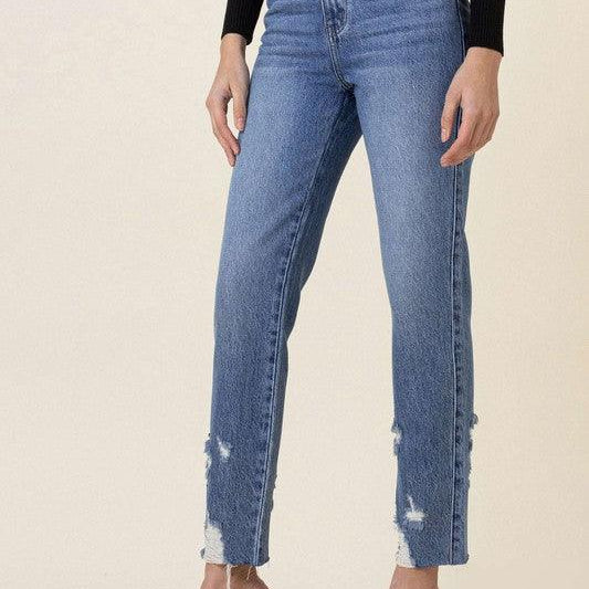 Women's Jeans High Waisted Straight Leg Jean