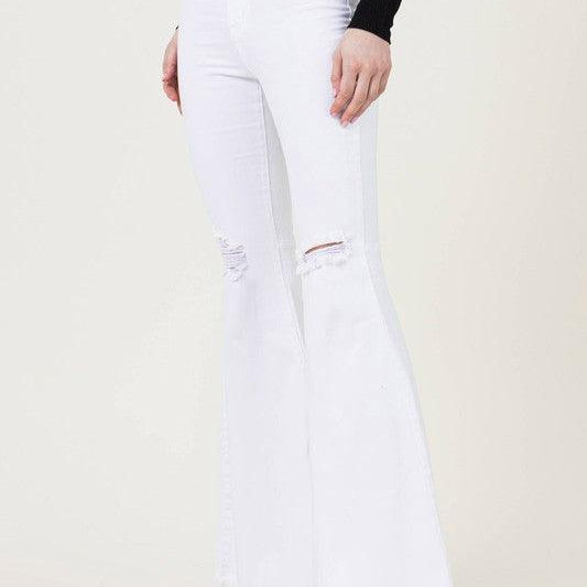 Women's Jeans High Waisted White Flare Leg Jeans