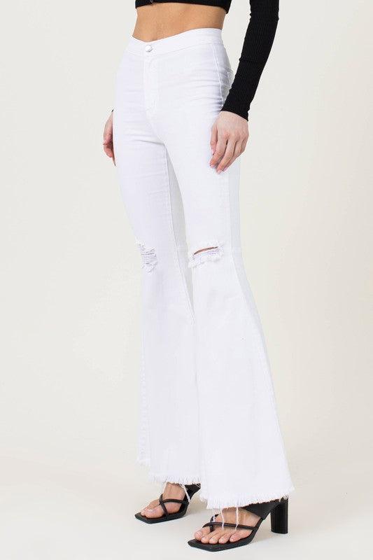 Women's Jeans High Waisted White Flare Leg Jeans