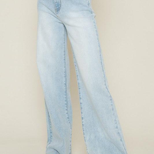 Women's Jeans High Waisted Wide Leg Jeans in Light Stone Blue