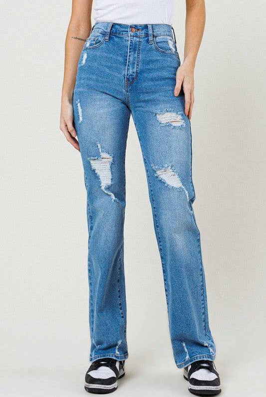 Women's Jeans High Waisted Wide Leg Medium Stone