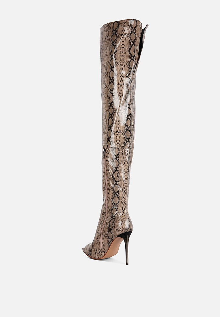 Bottes longues à talons aiguilles et imprimé serpent High Drama