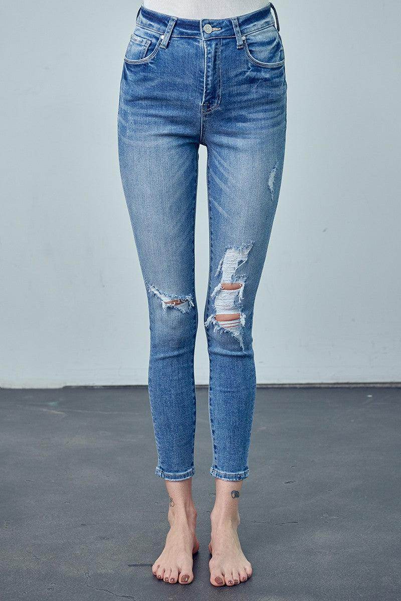 High Rise Ankle Skinny Jeans - VacationGrabs