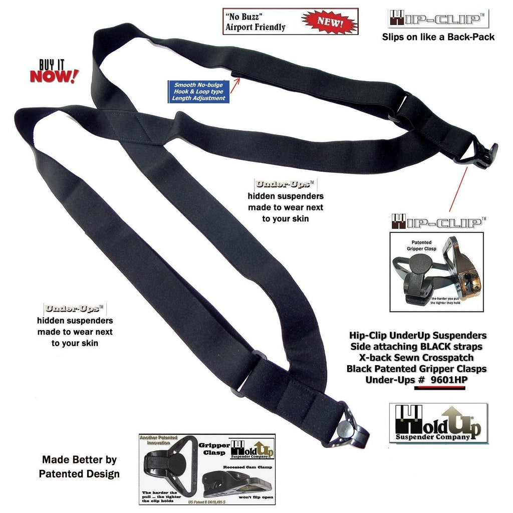 Holdup men's black suspenders, durable elastic, perfect for casual wear