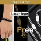 Hip hop stainless steel bracelet for men featuring a custom laser logo for personalized style