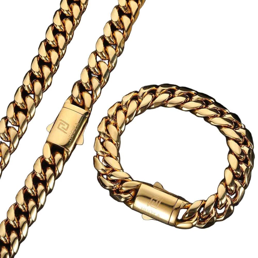 Hip hop stainless steel bracelet for men in gold, perfect for adding flair to any outfit