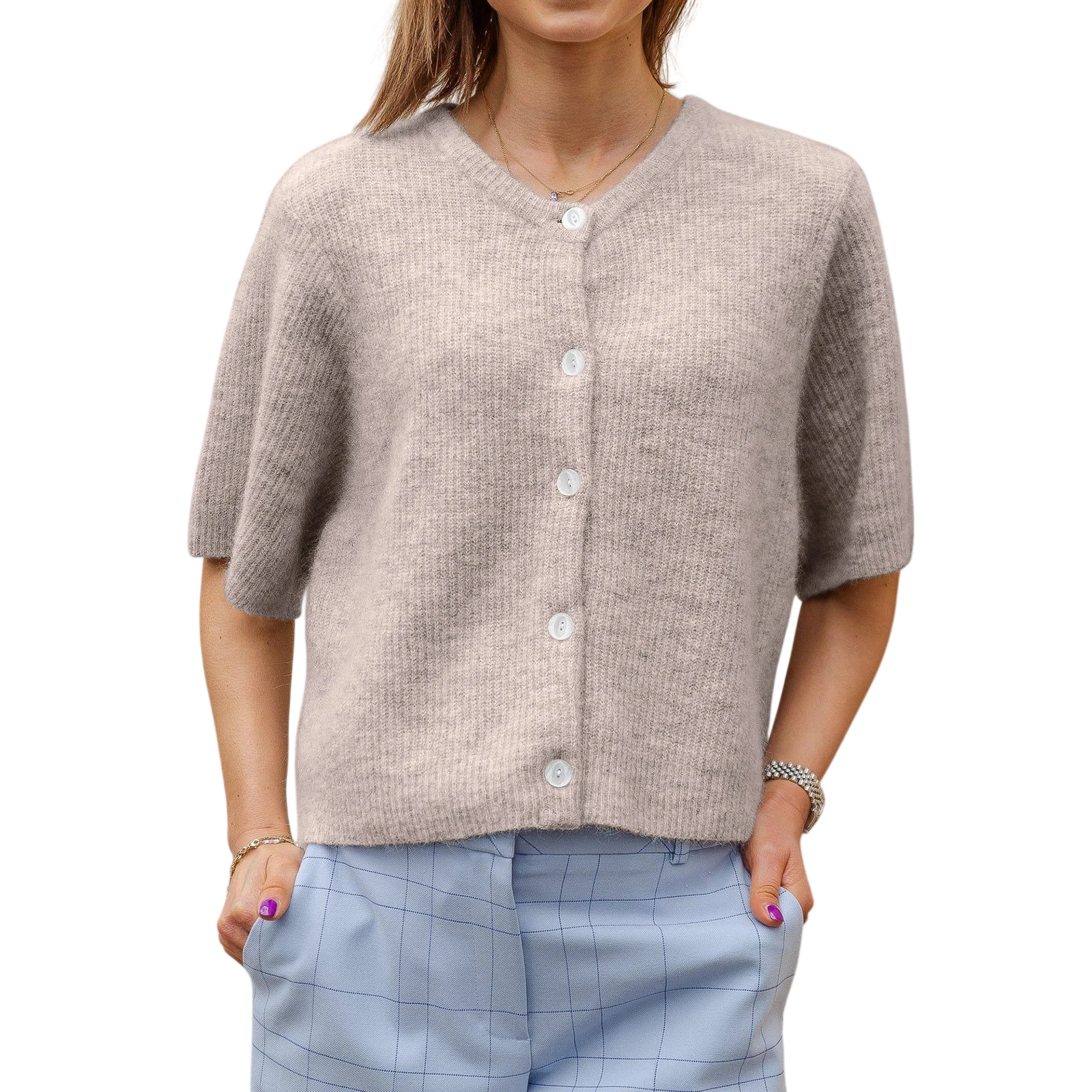 Women's Crop Top and Chunky Cardigan Set
