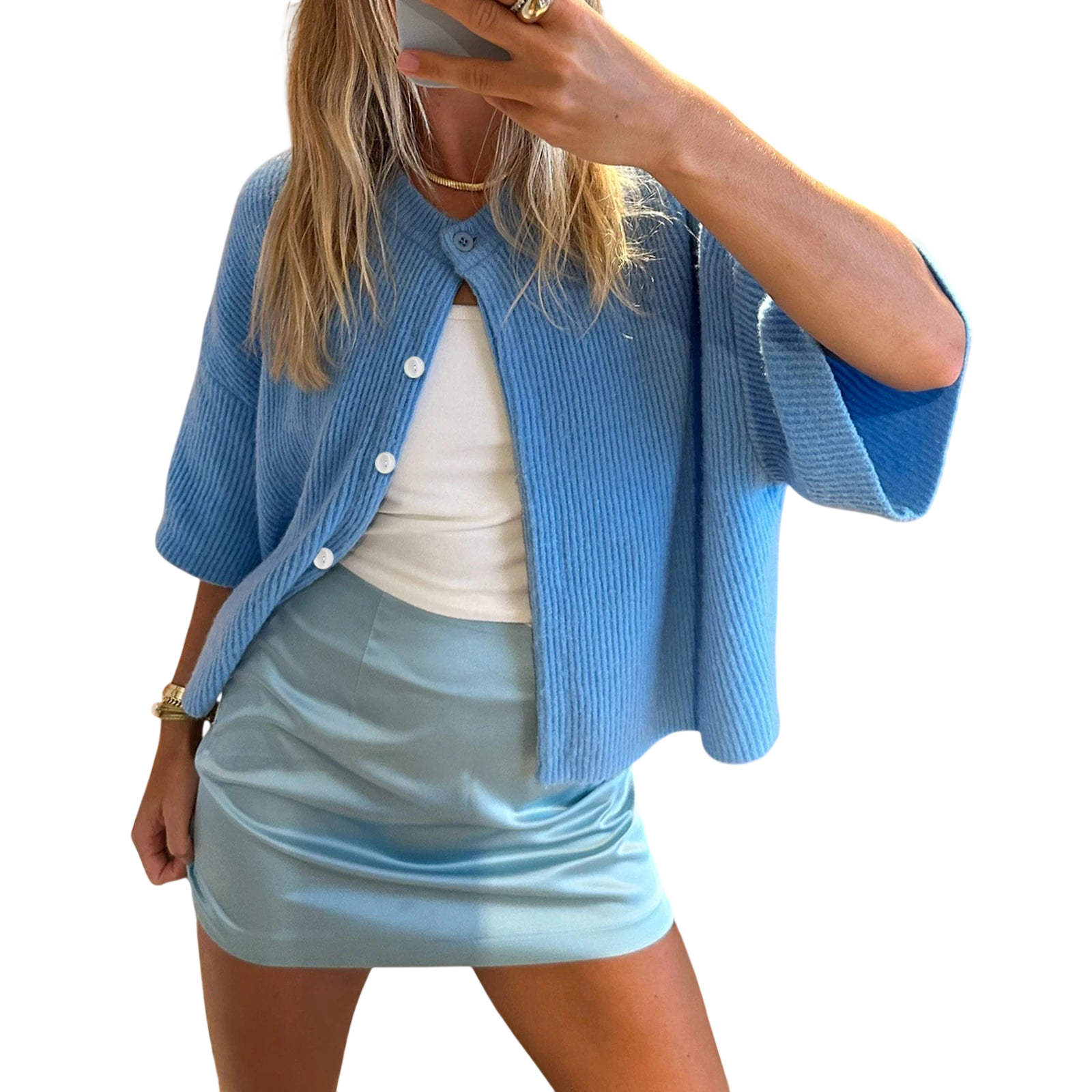 Women's Crop Top and Chunky Cardigan Set