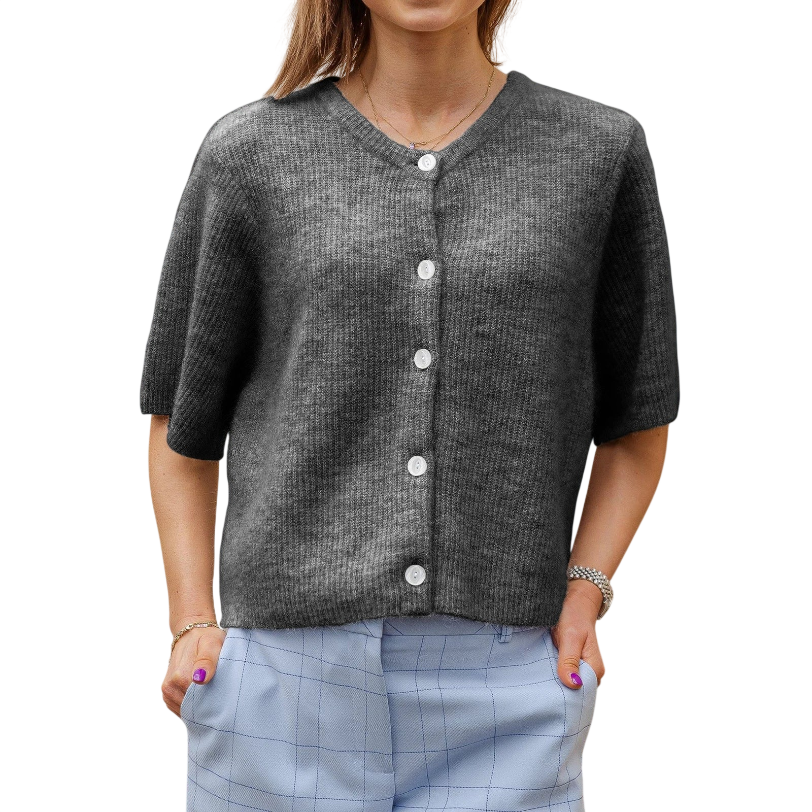 Women's Crop Top and Chunky Cardigan Set