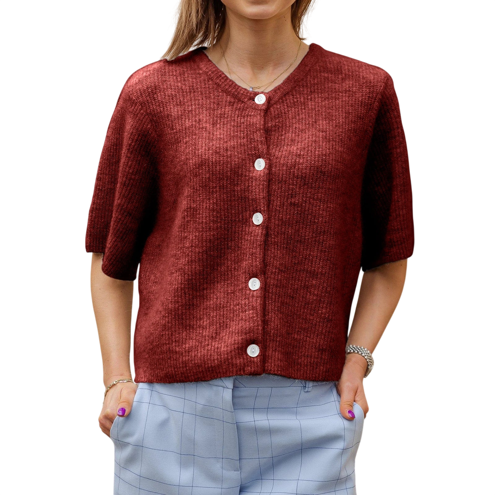 Women's Crop Top and Chunky Cardigan Set
