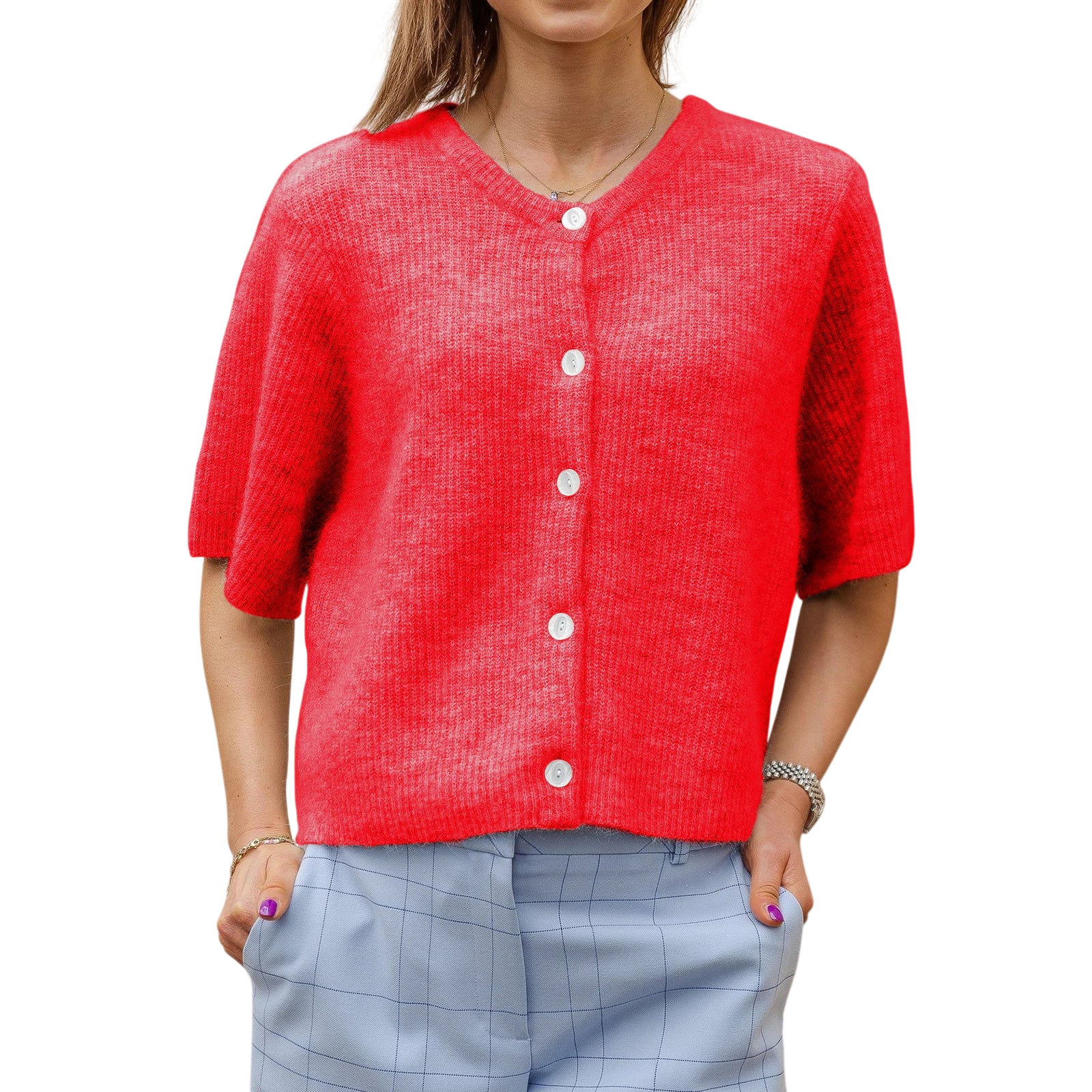 Women's Crop Top and Chunky Cardigan Set
