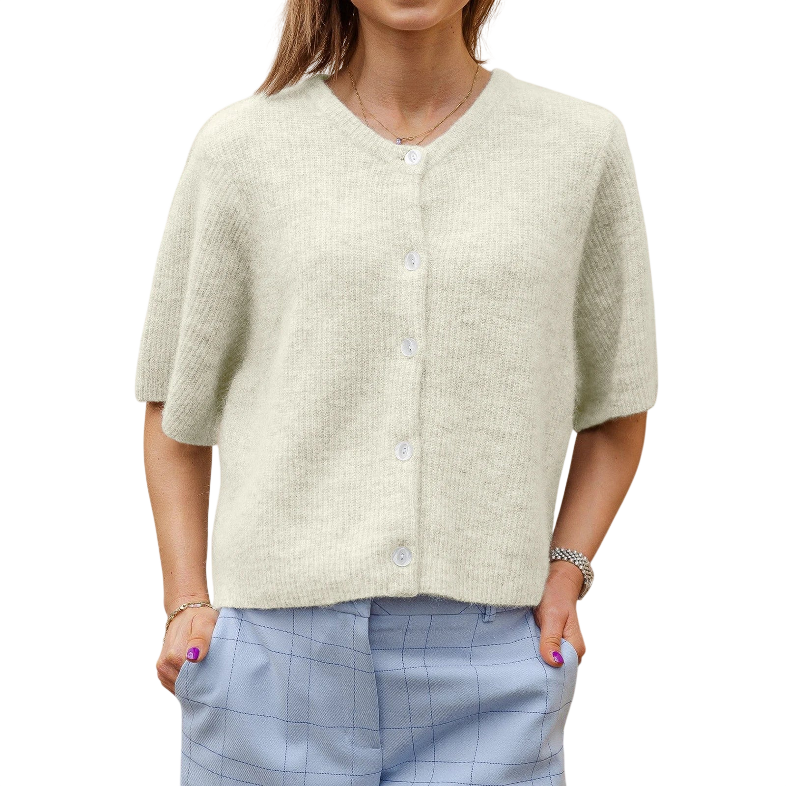 Women's Crop Top and Chunky Cardigan Set