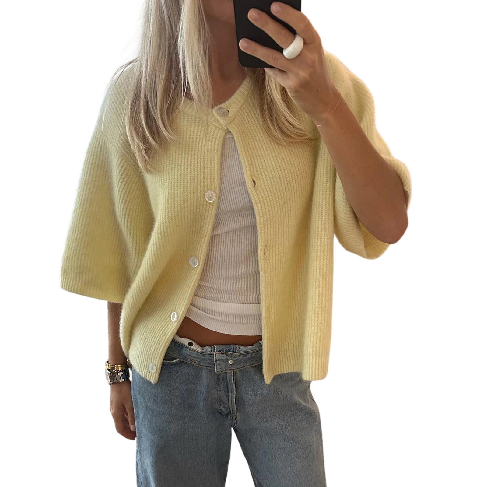 Women's Crop Top and Chunky Cardigan Set