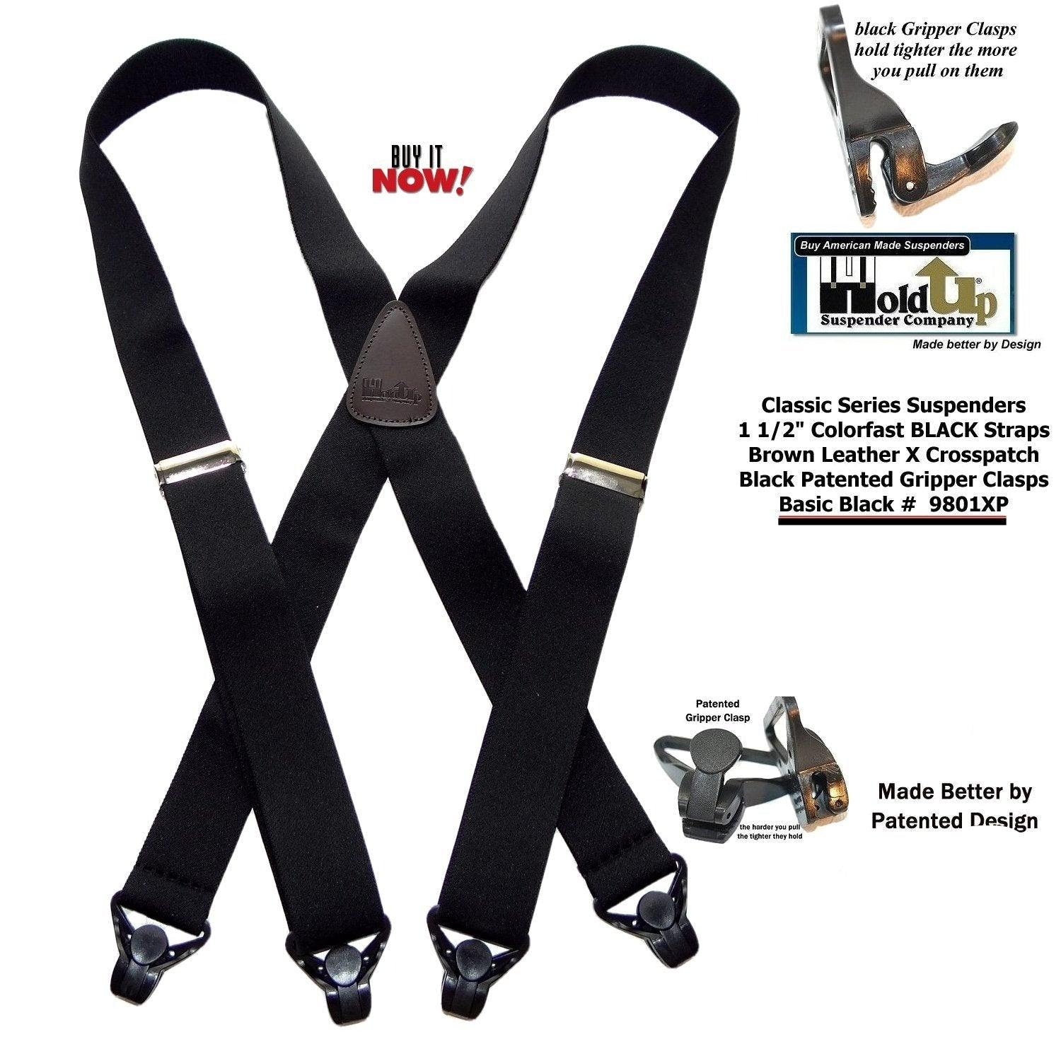 black suspenders, durable fabric, stylish for men's outfits