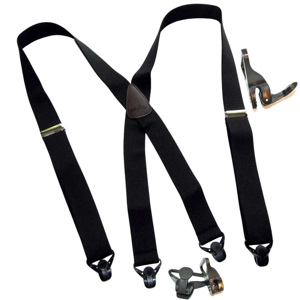 black suspenders by Holdup Suspender Company, adjustable style for men's wear