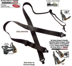 Men's No-Buzz Black Airport Friendly Suspenders with Leather Straps