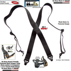 Black Holdup suspenders with patented gripper clasp for secure fit