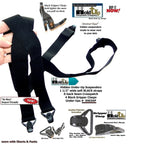 Holdup black suspenders, soft straps for securing pants