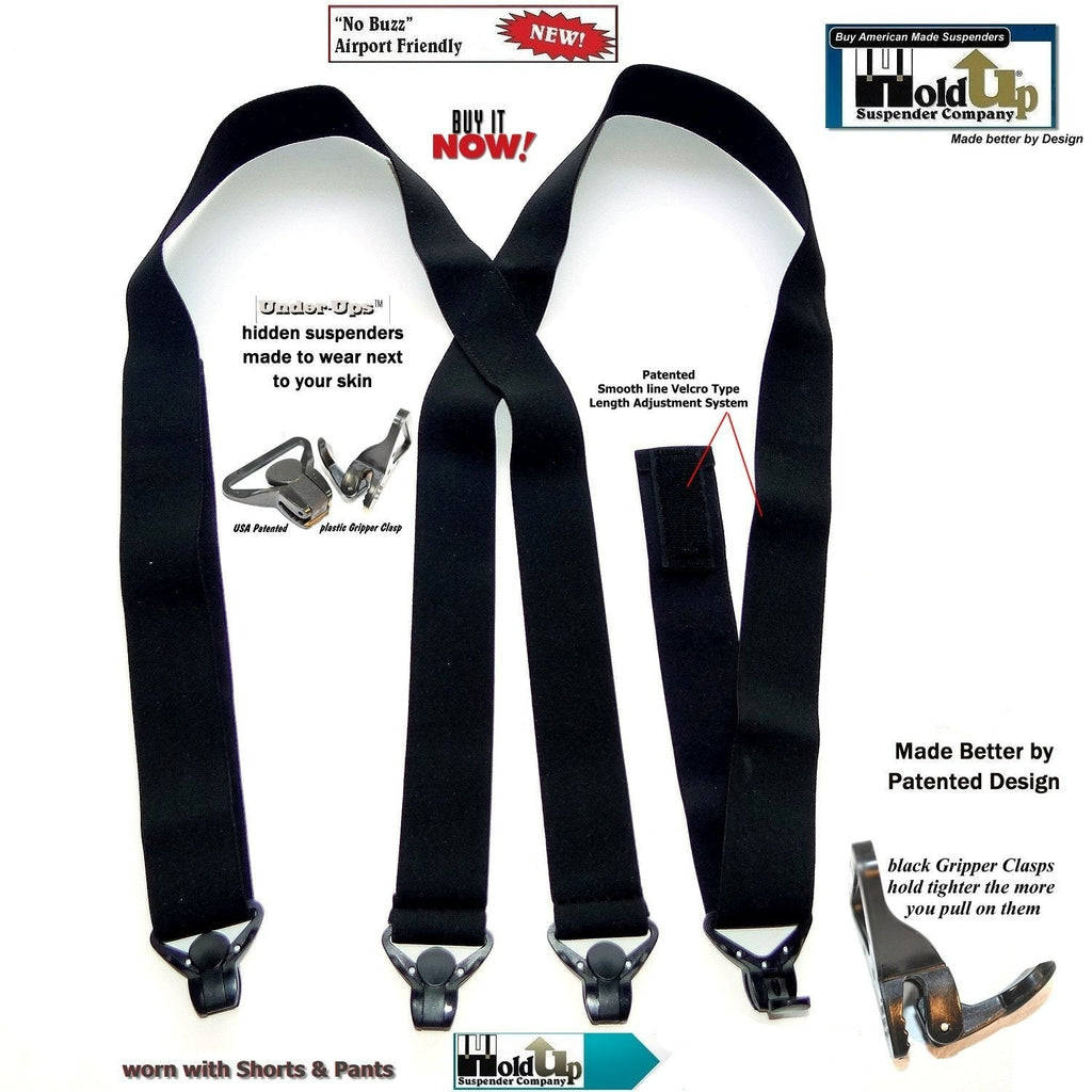 Black Holdup suspenders made of durable material for comfortable wear
