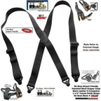 Men's black leather suspenders, airport-friendly design for comfort